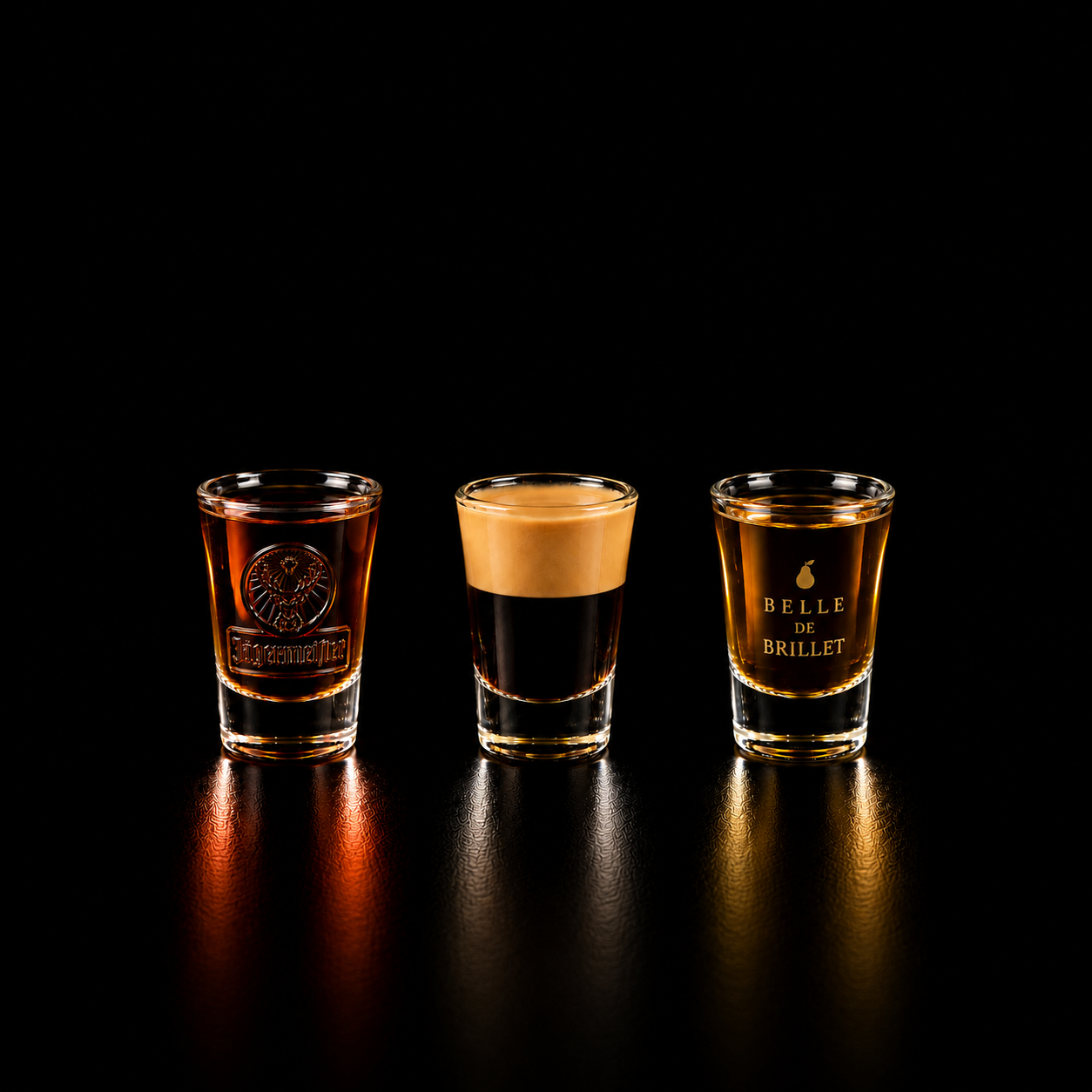 Jägermeister, Kahlúa Coffee, Belle de Brillet