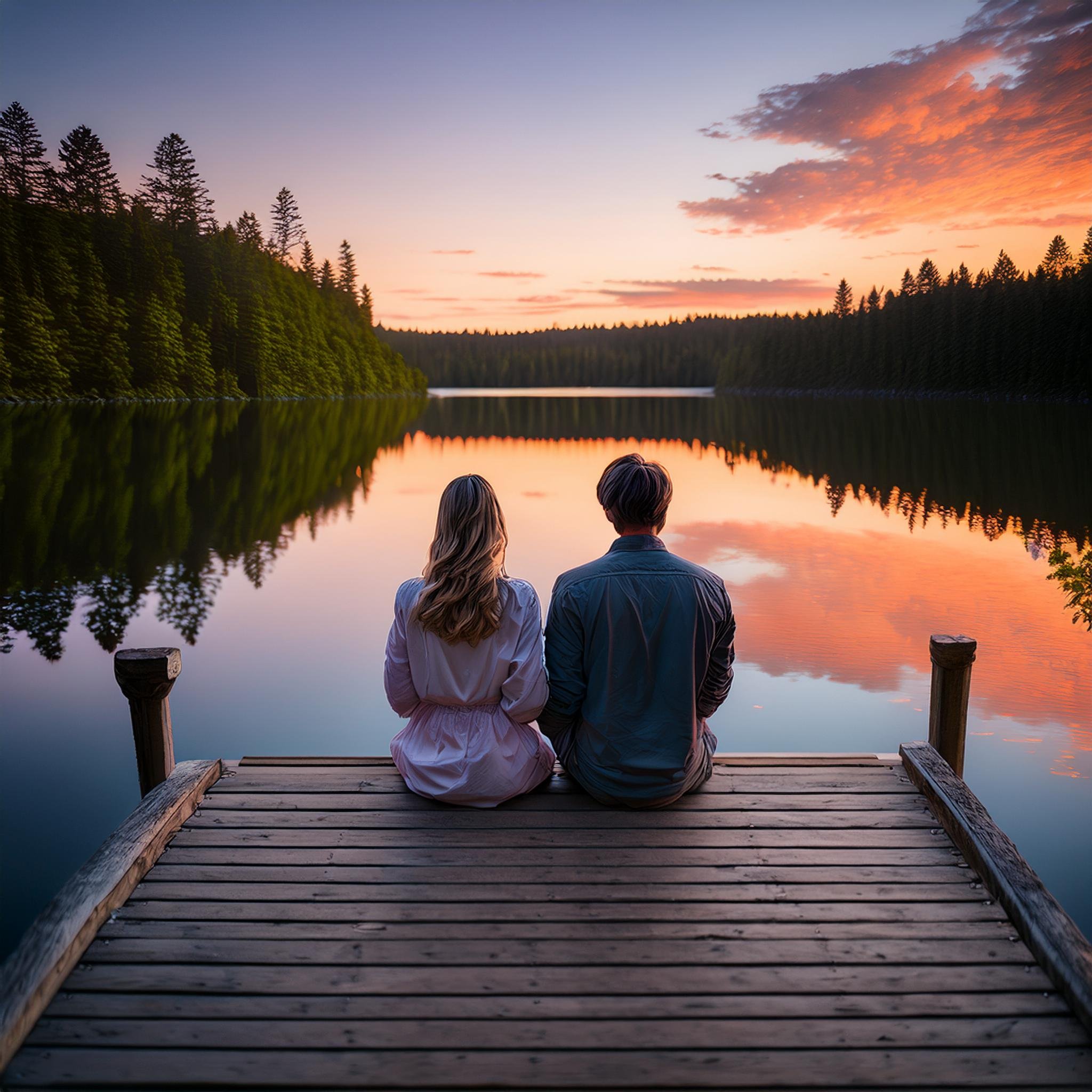 Couple enjoying sunset