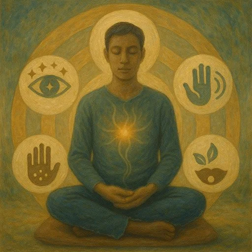 Person practicing grounding techniques during emotional overwhelm in calm, supportive environment