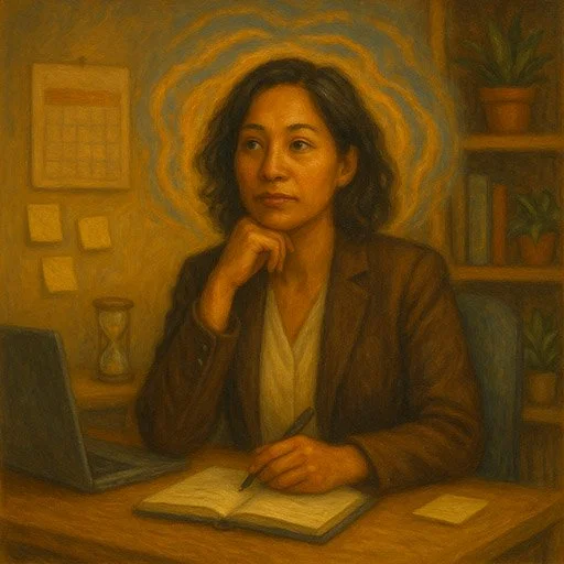 Professional woman looking thoughtful, representing the many women diagnosed with ADHD later in life