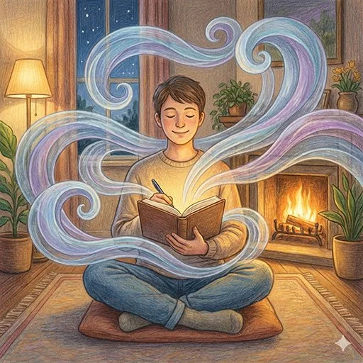 Person processing emotions calmly amid feelings of guilt