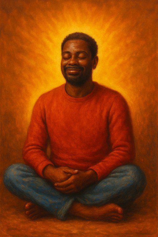 Person finding calm and peace through guided visualization meditation practice