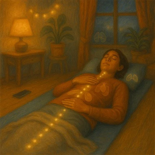 Person practicing body scan meditation in peaceful setting, demonstrating mindfulness for mental health