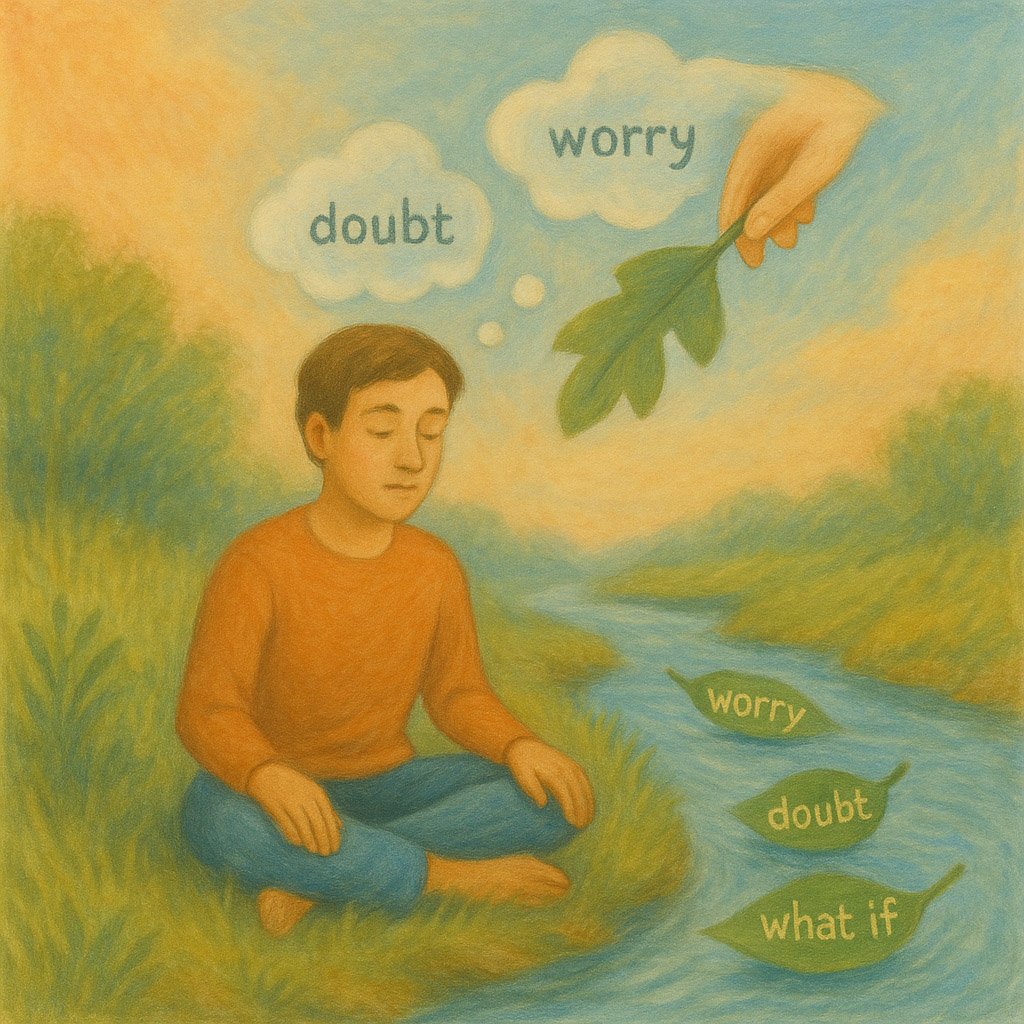 The leaves on a stream visualization exercise for cognitive defusion