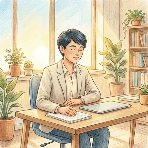 Professional looking confident at work after overcoming imposter syndrome with CBT techniques