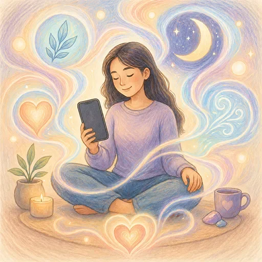 Illustration representing meditation apps for anxiety with calming wellness imagery