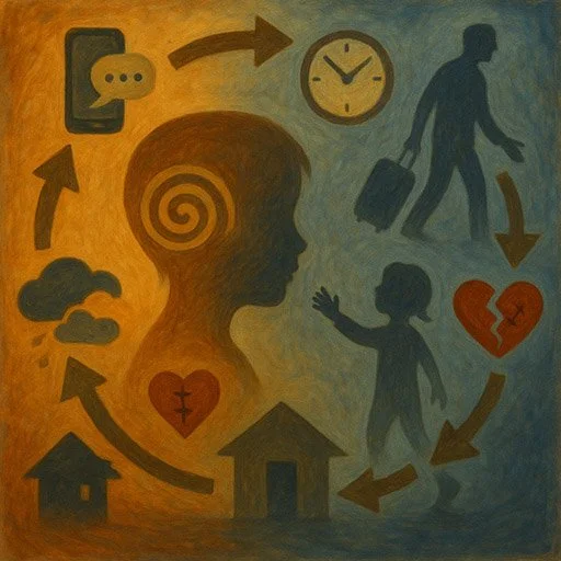 Illustration showing parent-child relationship dynamics that lead to anxious attachment development