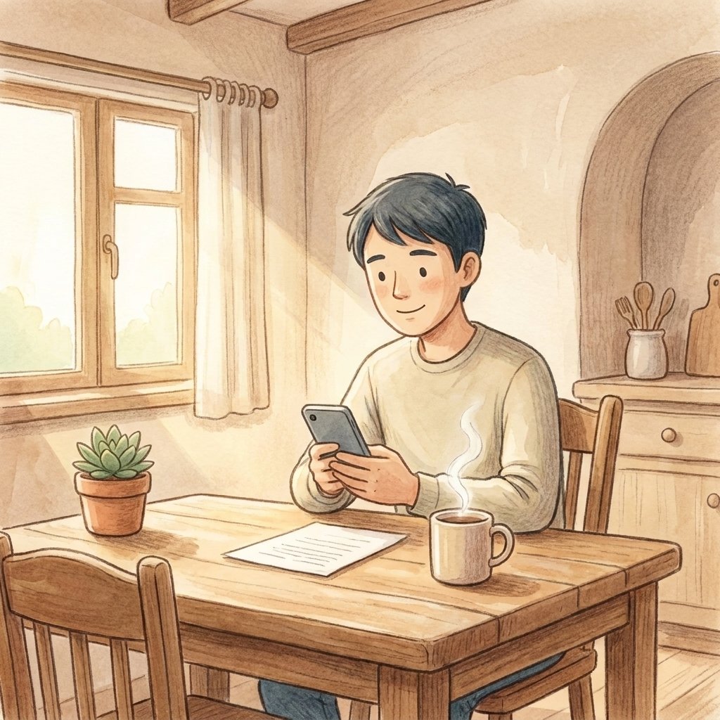 Person reviewing their health insurance benefits at home, discovering they have affordable therapy coverage