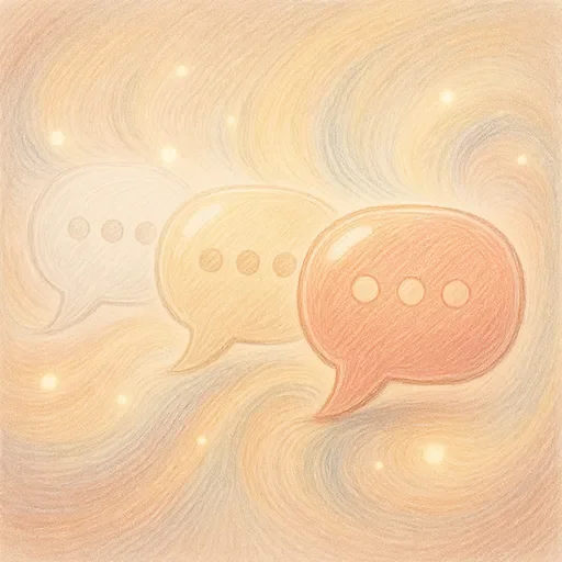 Illustration of chat bubbles, with earlier bubbles softer and less defined, representing memory that wasn't designed to track emotional progress