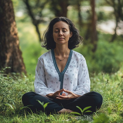 Person using focused breathwork targeting relaxation of their body