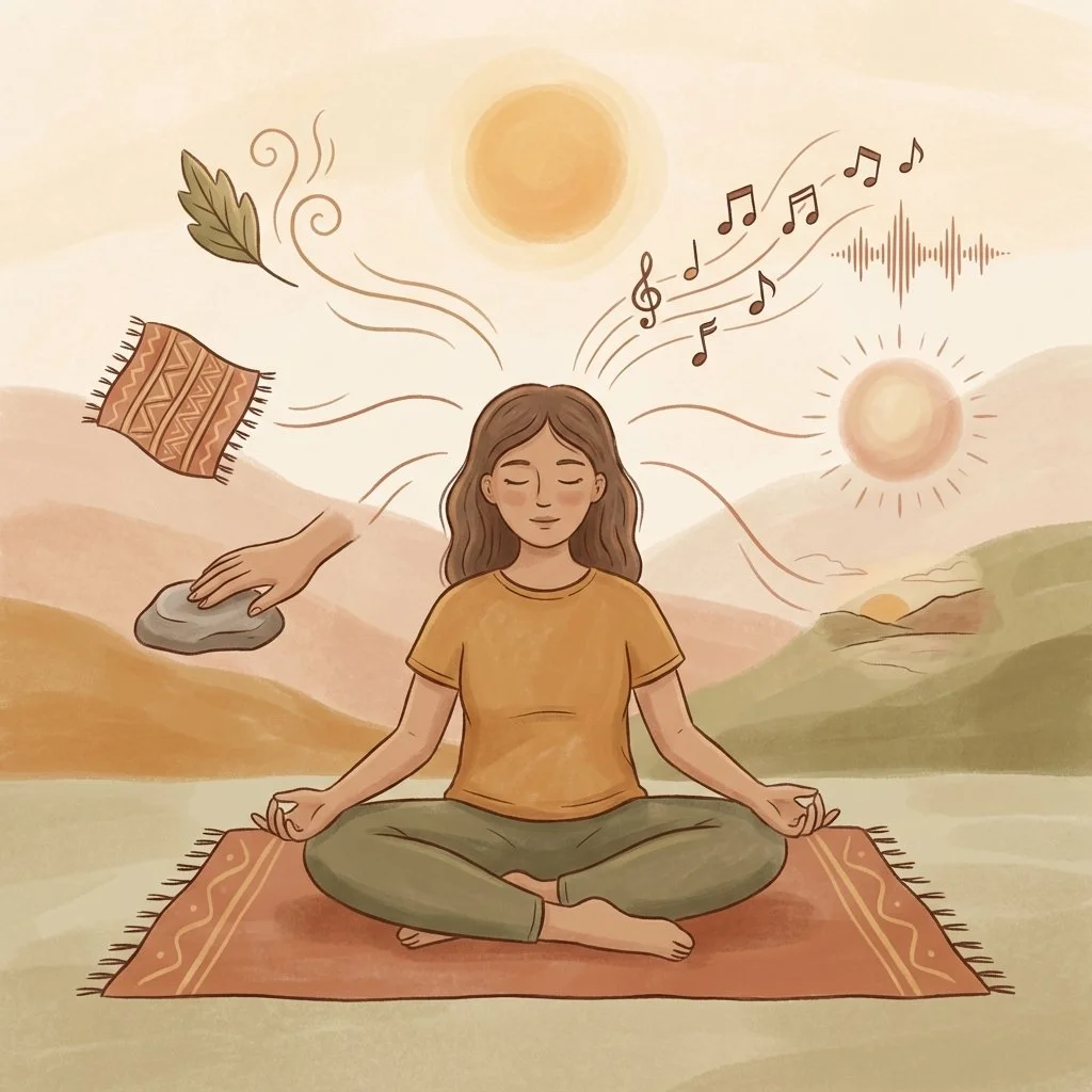 Person using a grounding technique to manage waiting mode anxiety