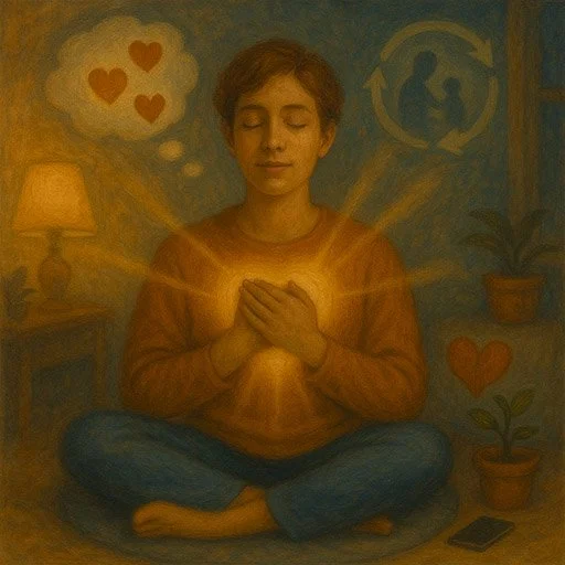 Person practicing loving-kindness meditation for anxious attachment healing