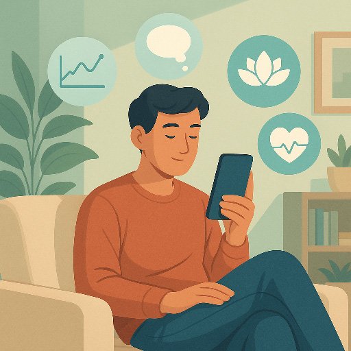 Person using smartphone app for CBT and DBT skills practice and therapy support