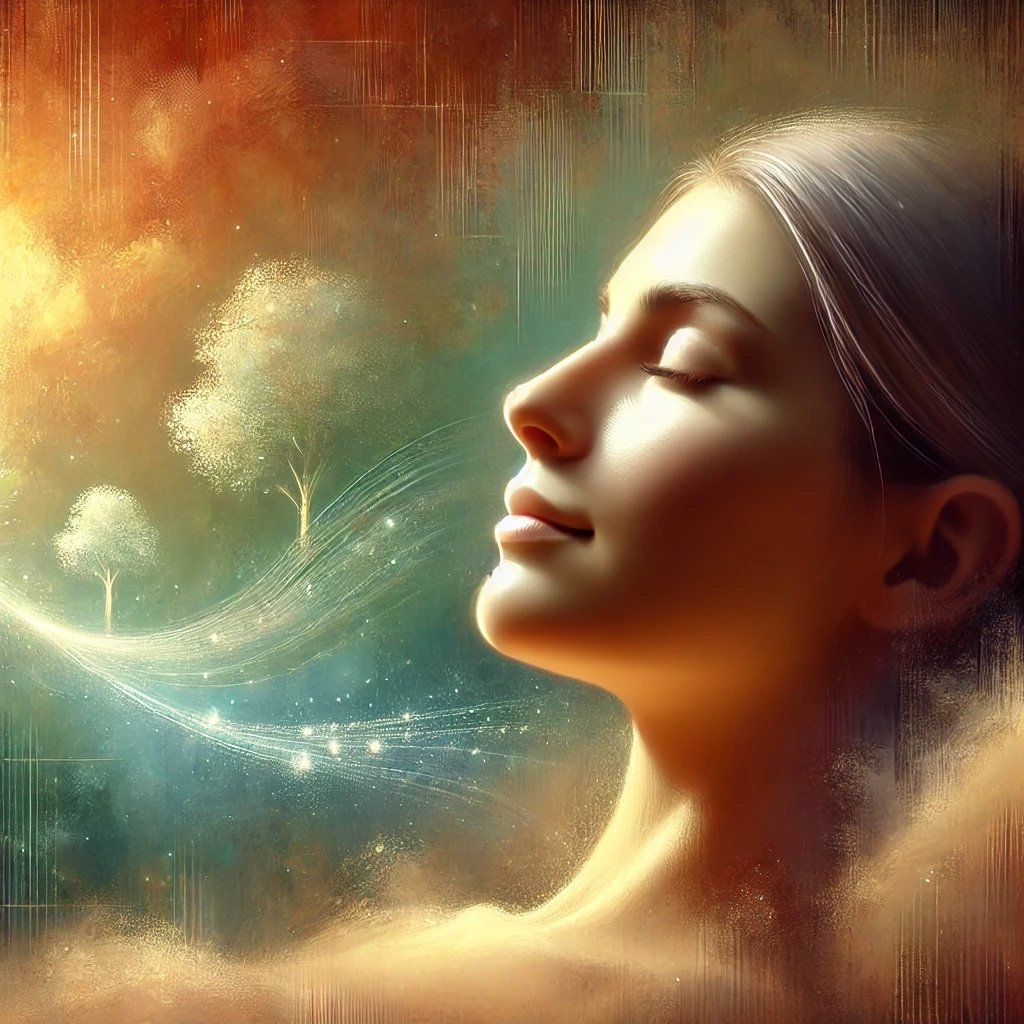 Person using guided visualization to help relax for sleep