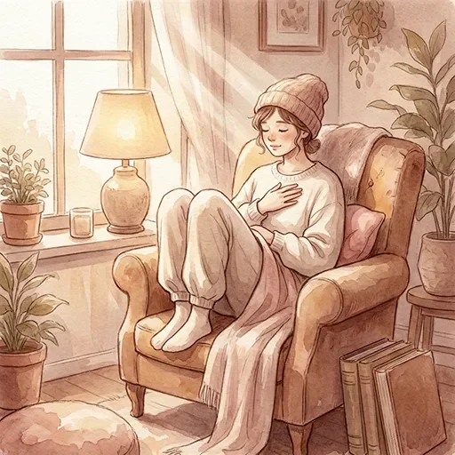 Person practicing self-compassion meditation with a hand on their heart during a moment of grief