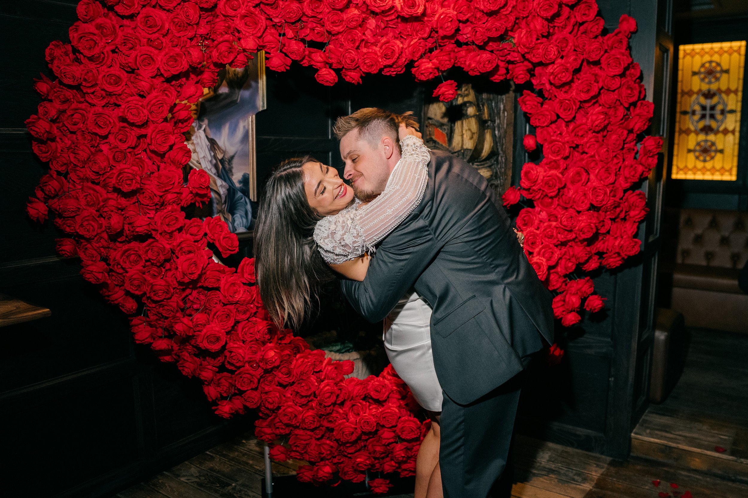 Candid portrait of a couple embracing