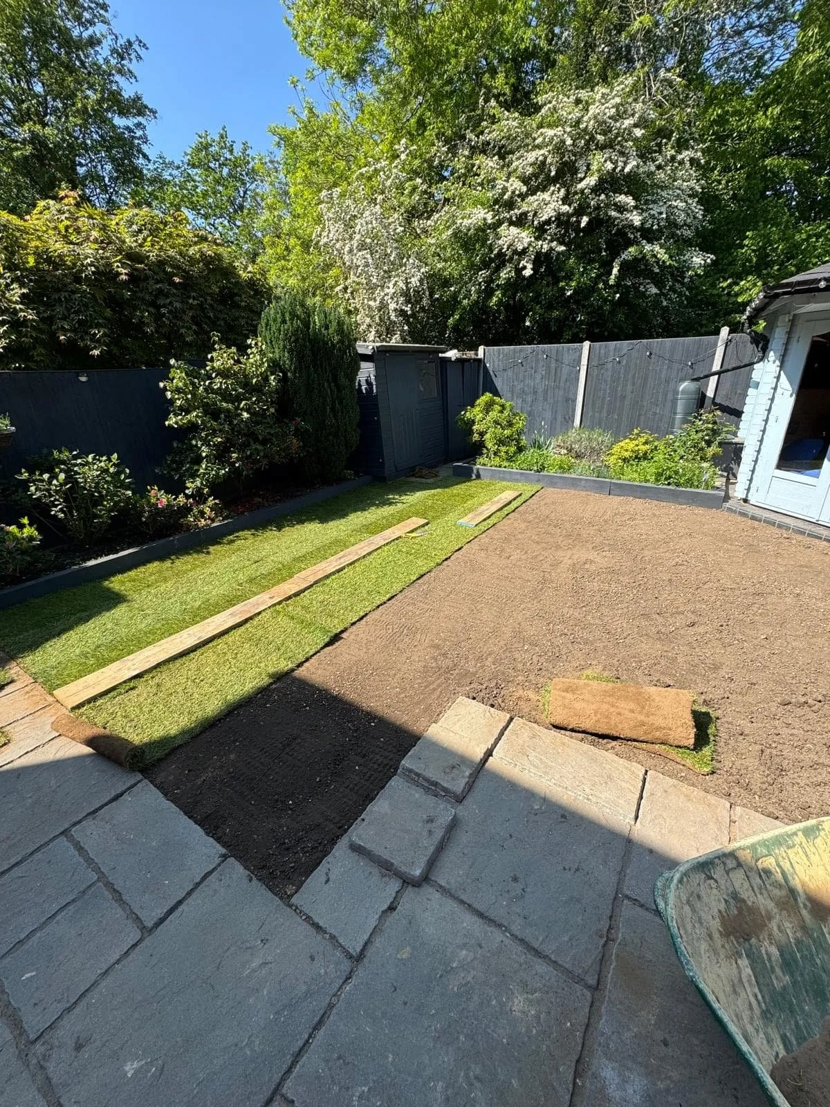 Turf preparation and reinstatement after soakaway installation in Warfield, Berkshire by BWL Construction
