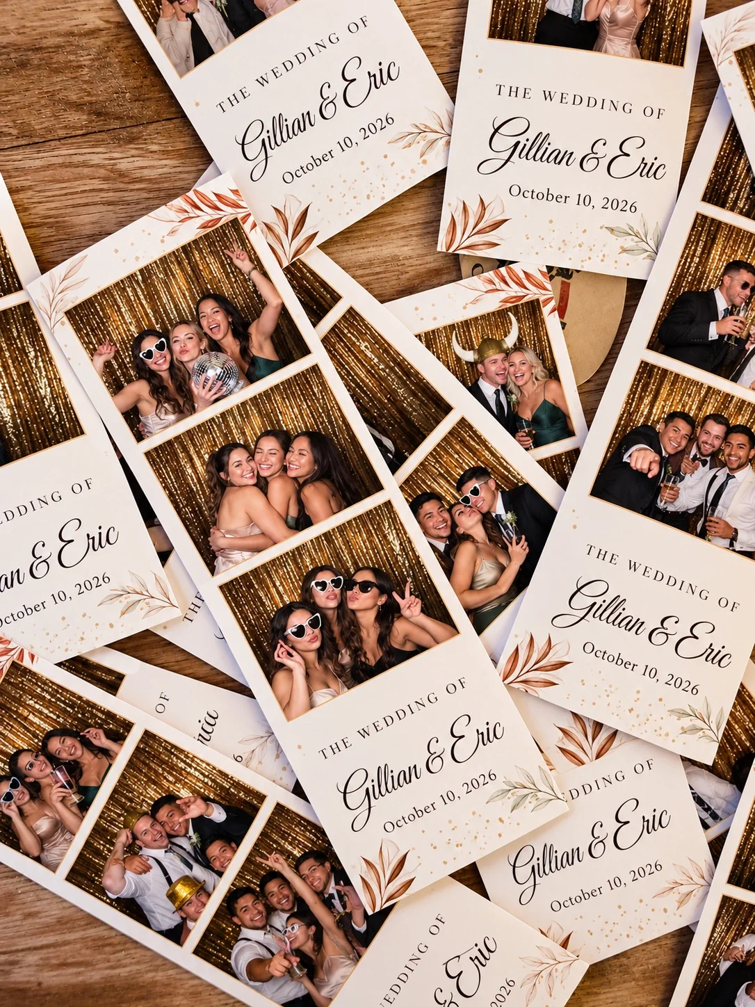 Photo booth print strips featuring memorable celebration moments