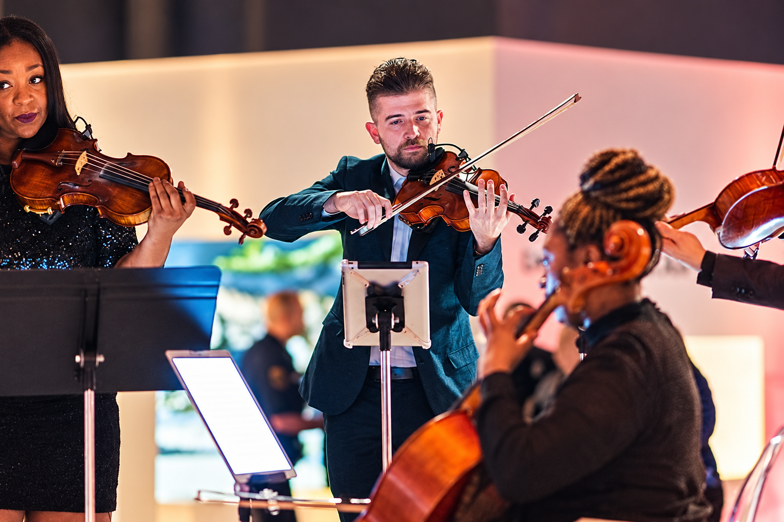Divisi Strings performing at an event
