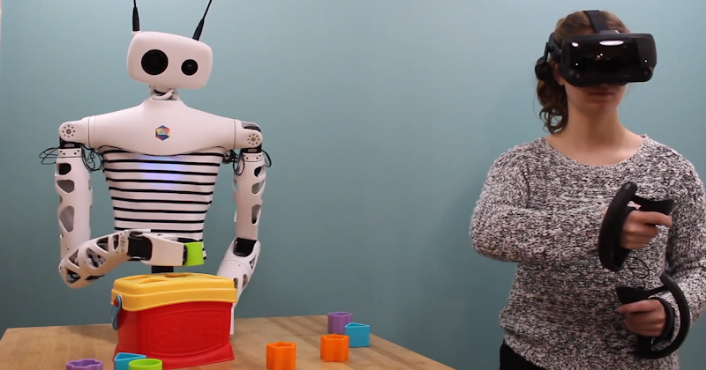 Reachy robot being teleoperated from VR