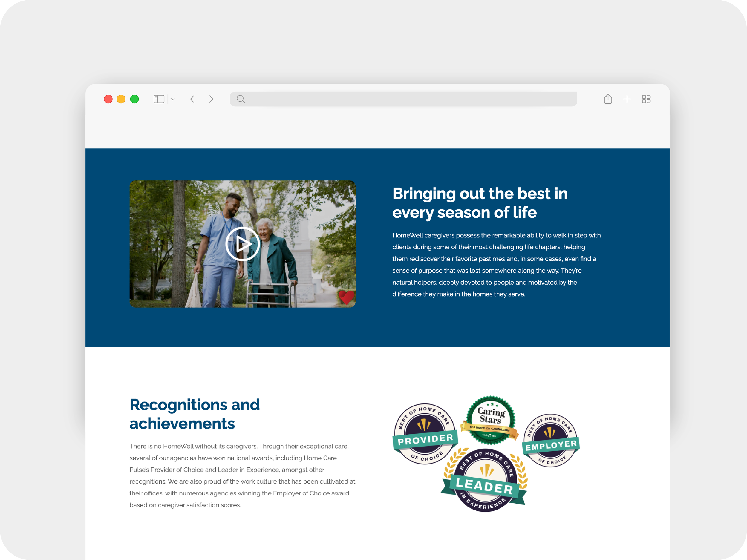 Our Approach page from the HomeWell brand site