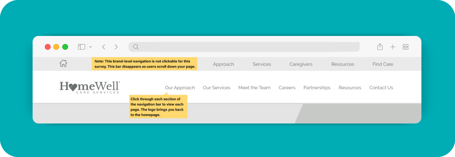 Original utility navigation bar repeating information from the main navigation