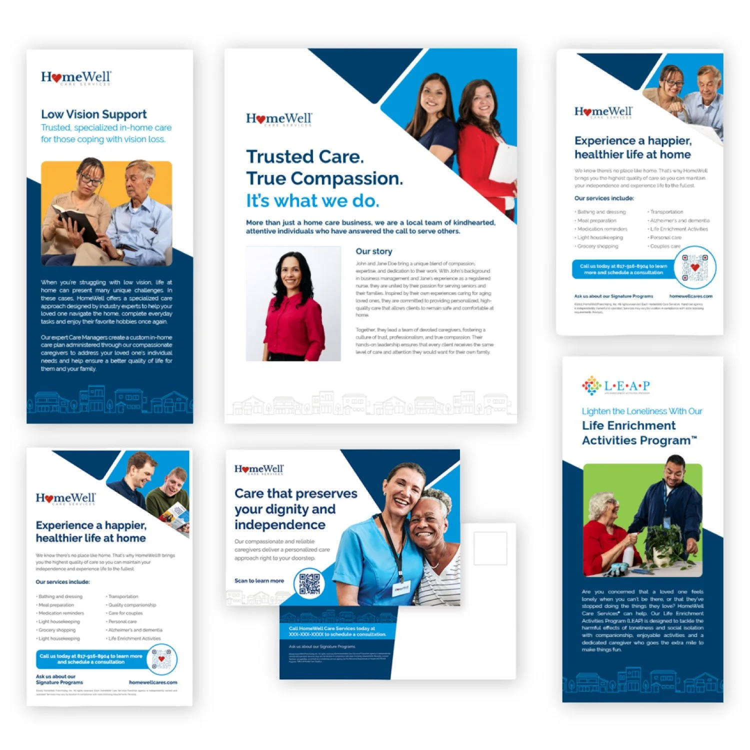 Rebranded print collateral for the Marketing Hub