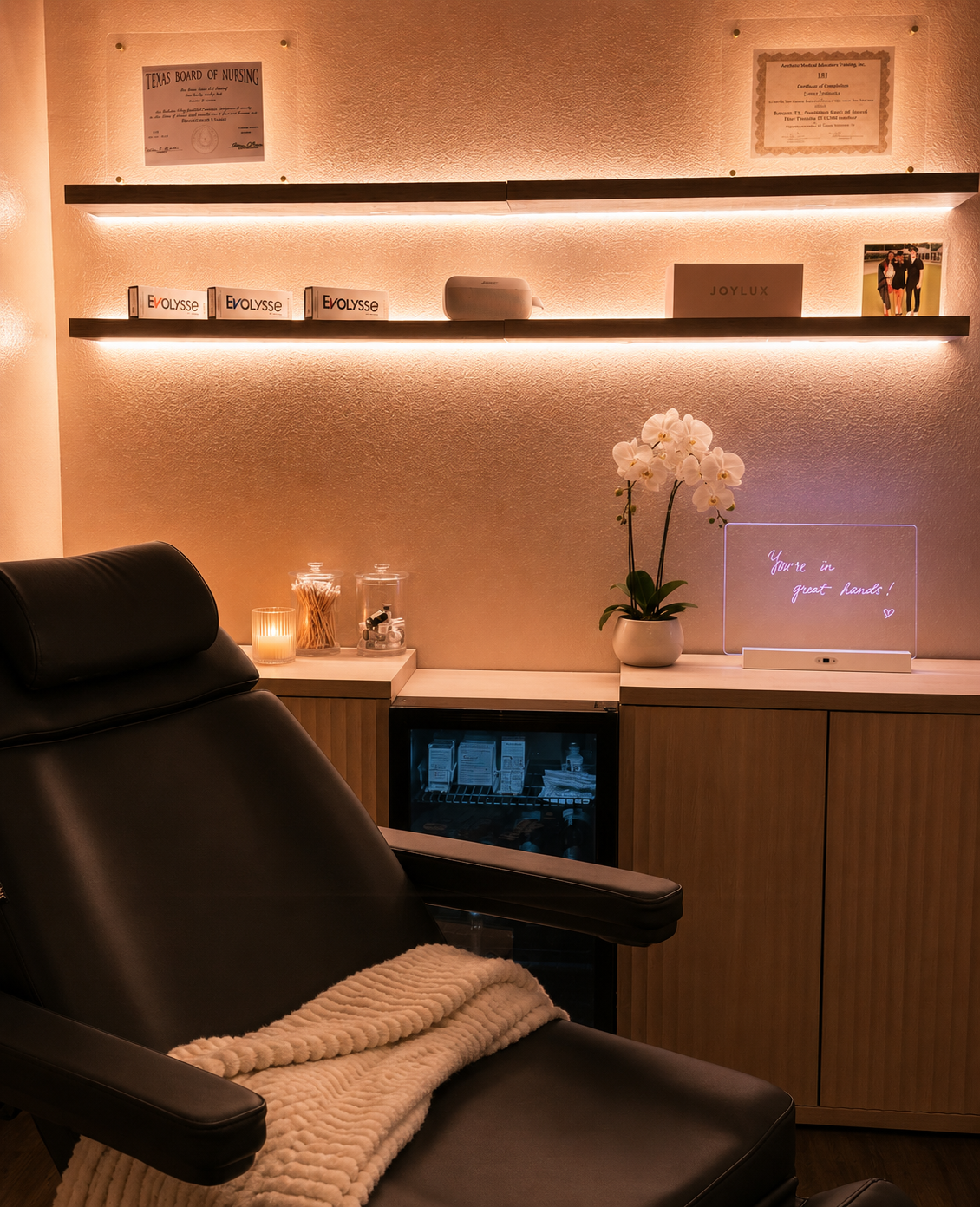 Luxury treatment room at AURA Aesthetics and Med Spa Houston TX — you're in great hands