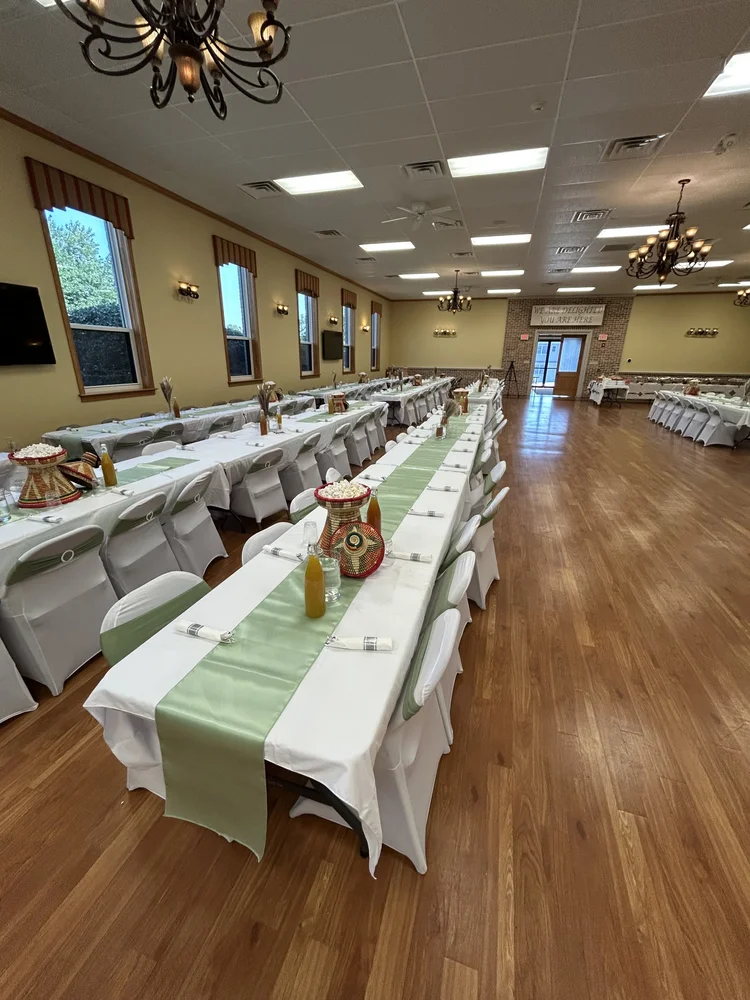 Saint Ann parish hall arranged for an event, view 1