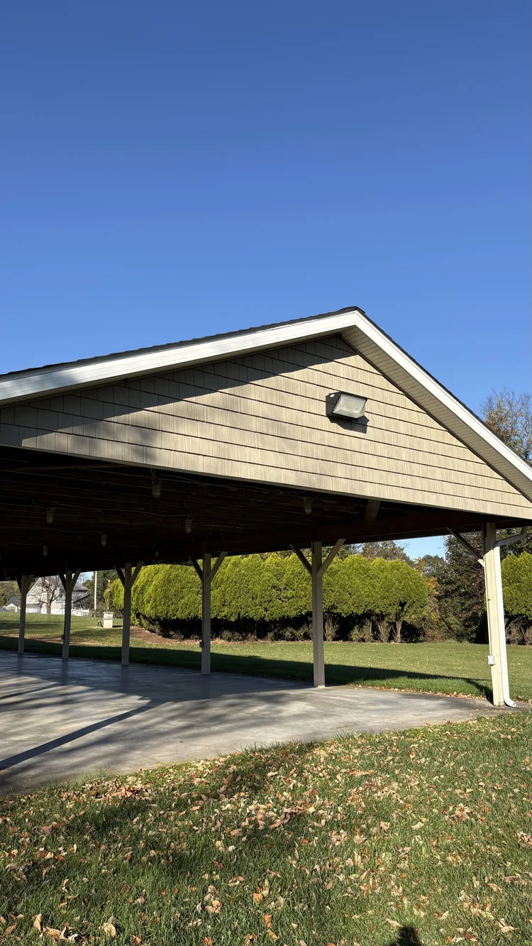 Covered gathering space at Saint Ann pavilion