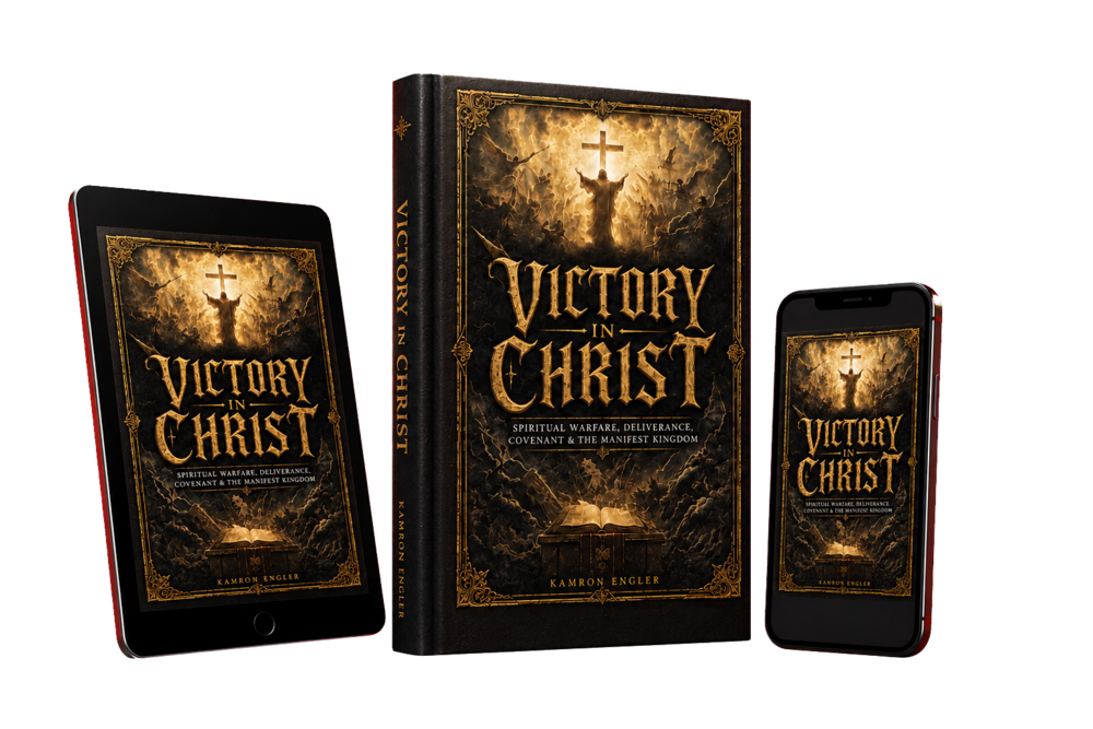 Victory in Christ ebook displayed as a hardcover, tablet and phone