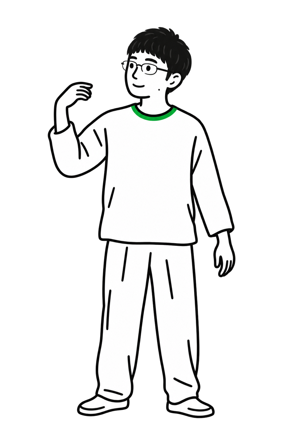 肩と腕をゆっくり動かす大沼竜也のキャラクター