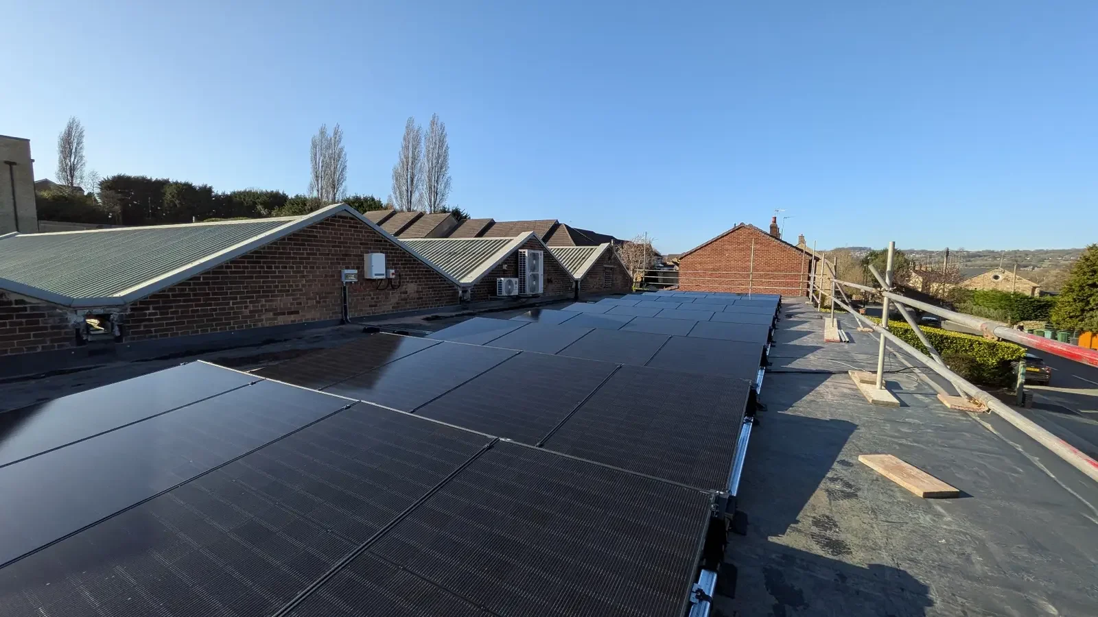 Completed commercial rooftop solar PV array