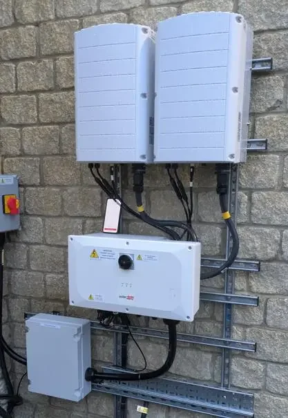 Commercial solar inverters installed on the Springfield project