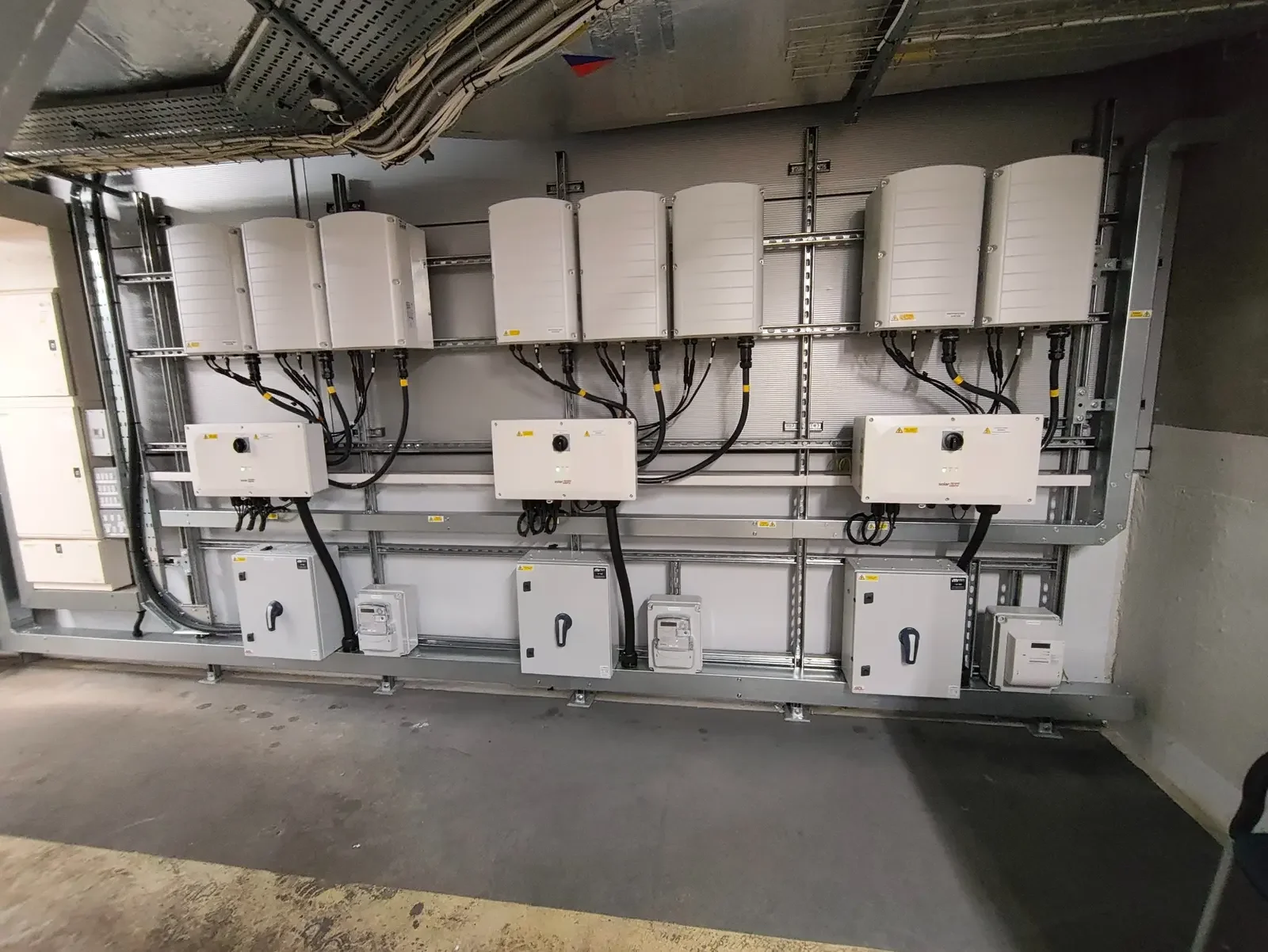Commercial solar inverters and electrical containment installed by M and N Engineering