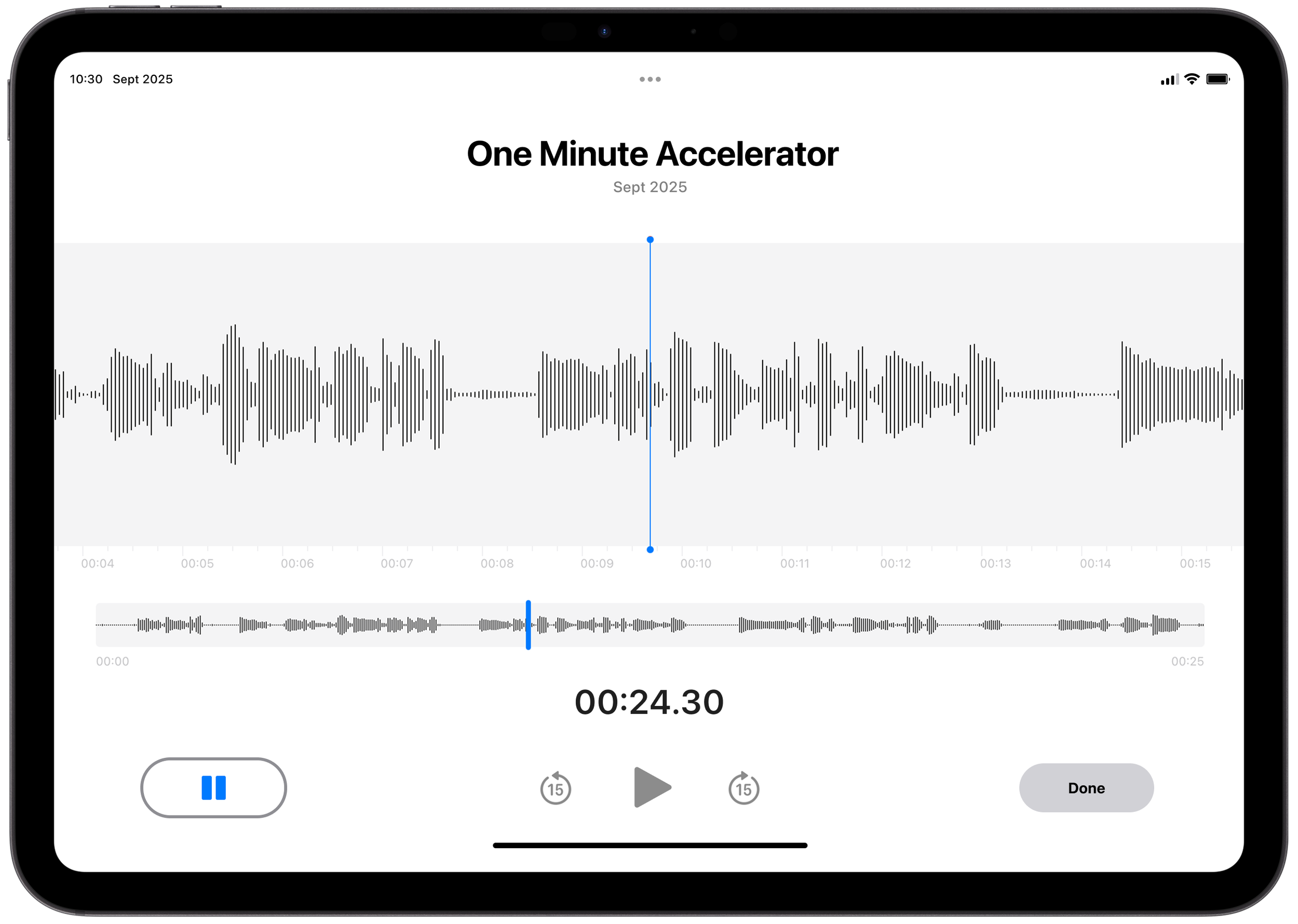 1 Minute Accelerator Voice Recording Desktop Page