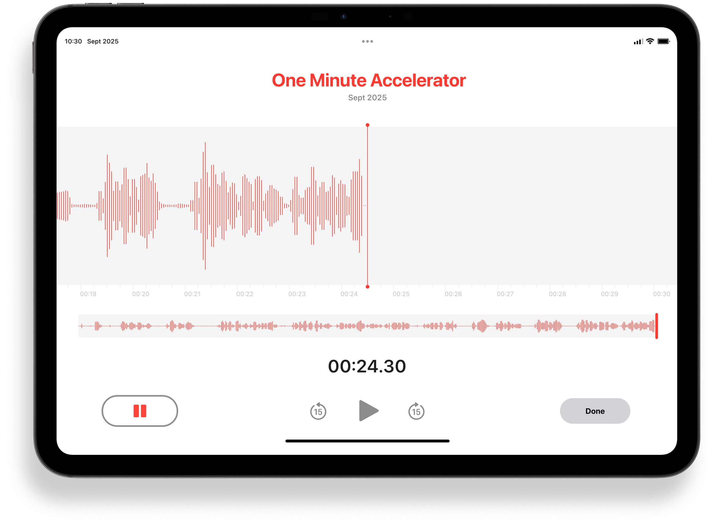 1 Minute Accelerator Voice Recording Desktop Page