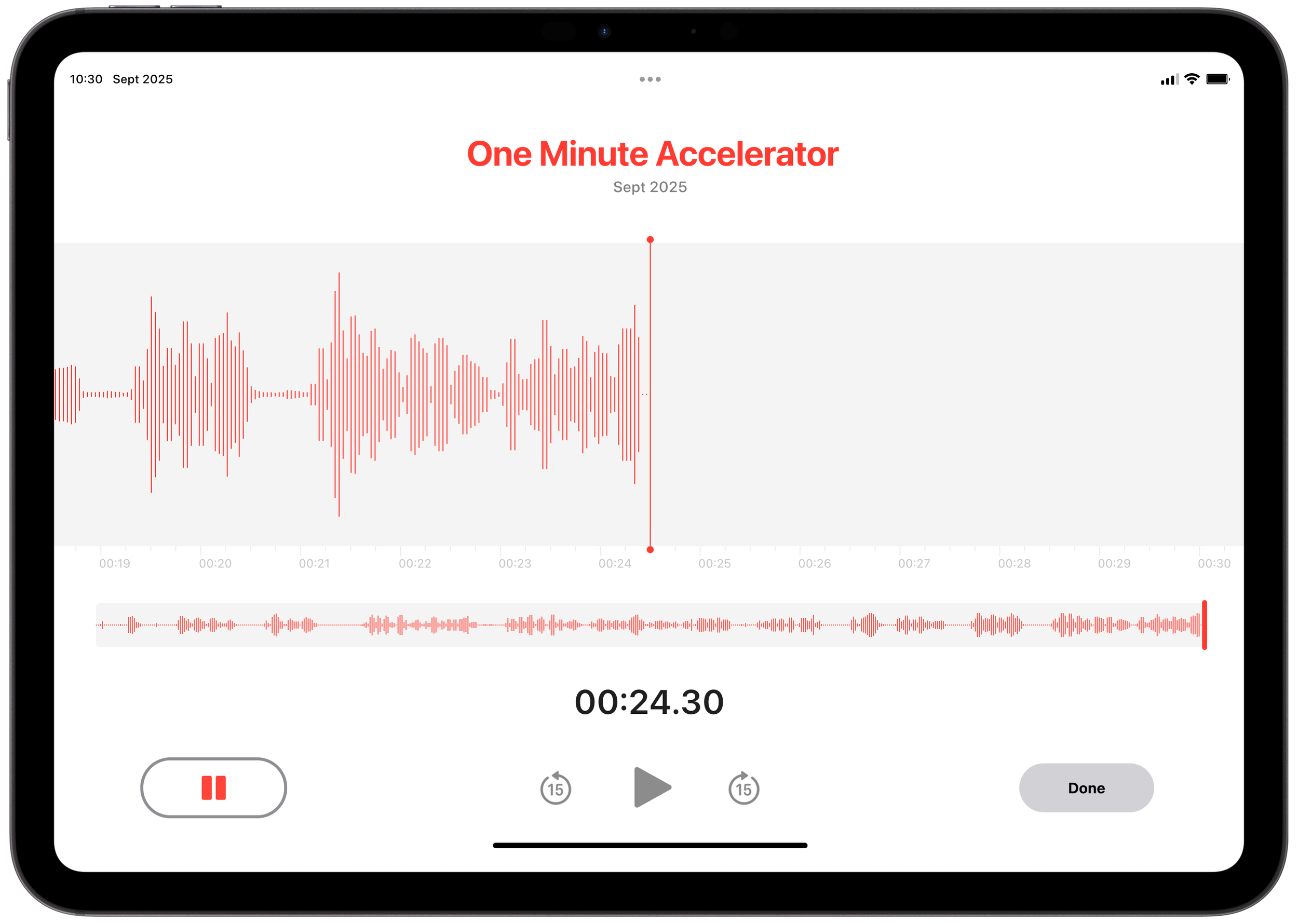 1 Minute Accelerator Voice Recording Desktop Page