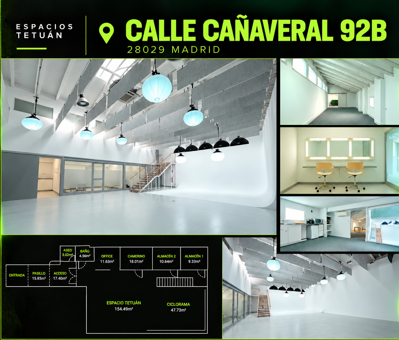 Espacios Tetuán, Calle Cañaveral 92B: plató, ciclorama, espacios auxiliares y plano