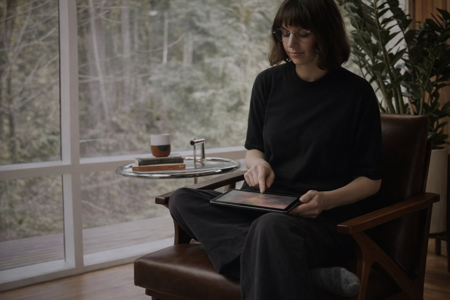 Iemand leest en oefent met de gids Mag mijn hoofd even uit?