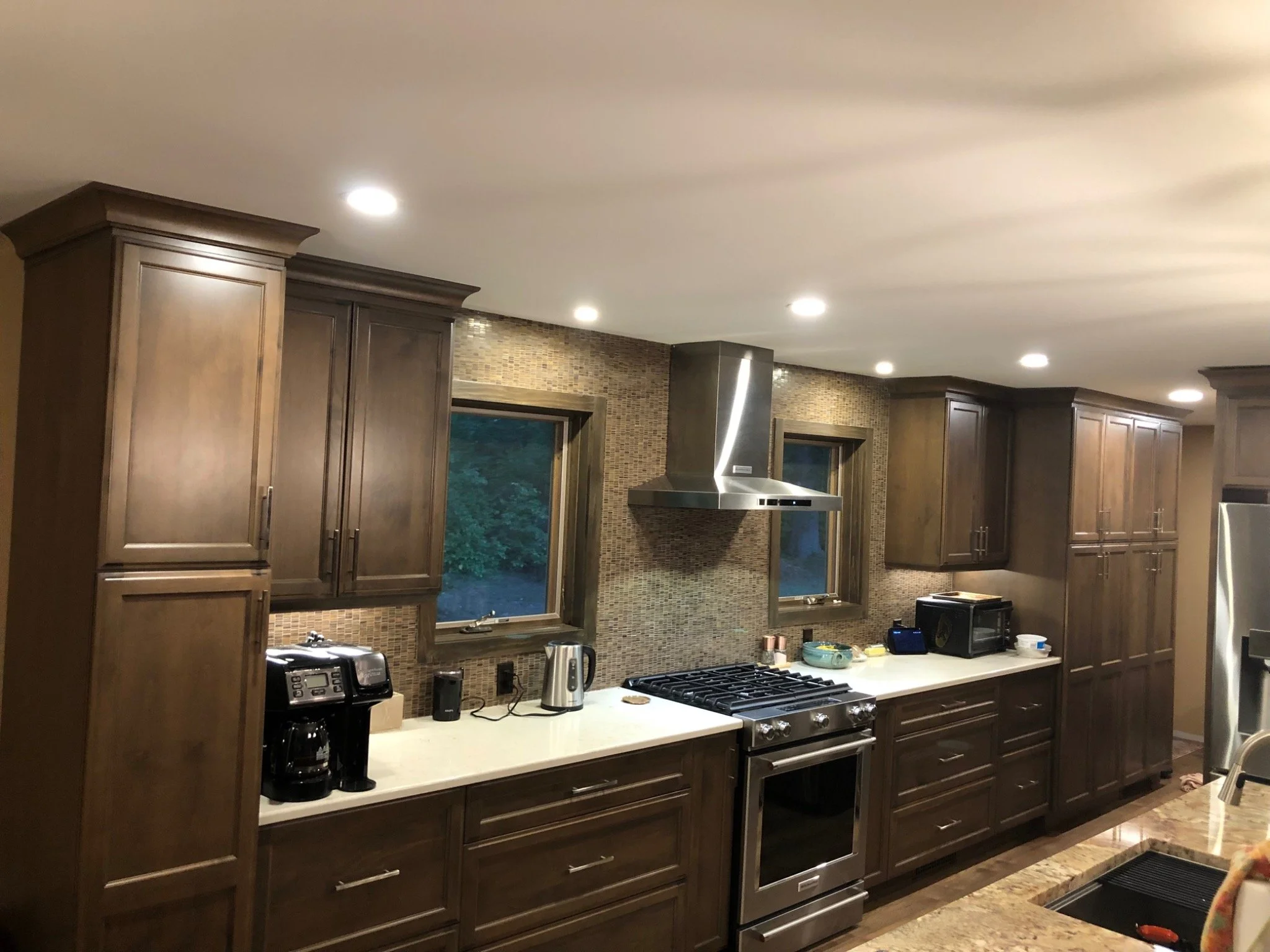 Dark wood kitchen cabinetry