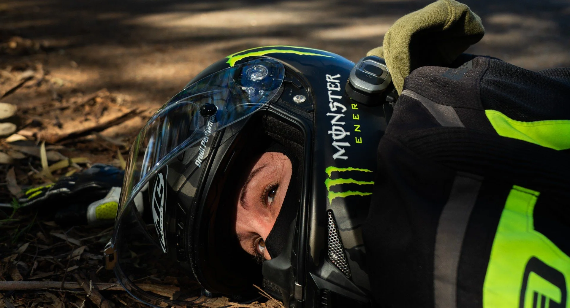 Downed rider helmet consciousness assessment