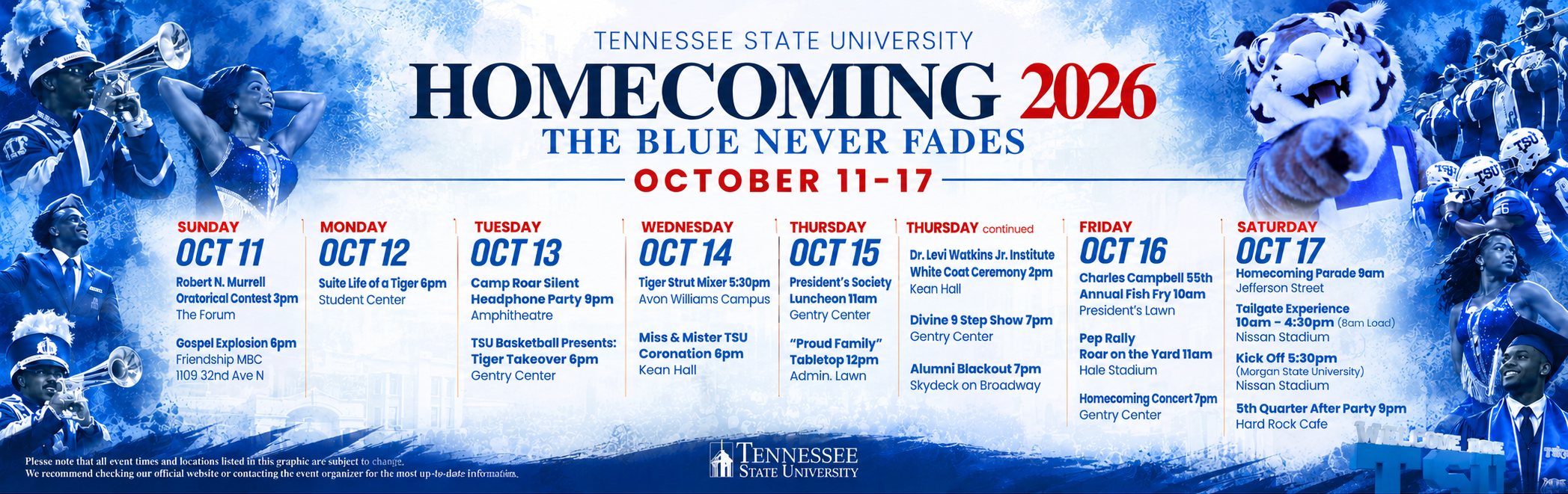 Tennessee State University Homecoming 2026 Events Schedule
