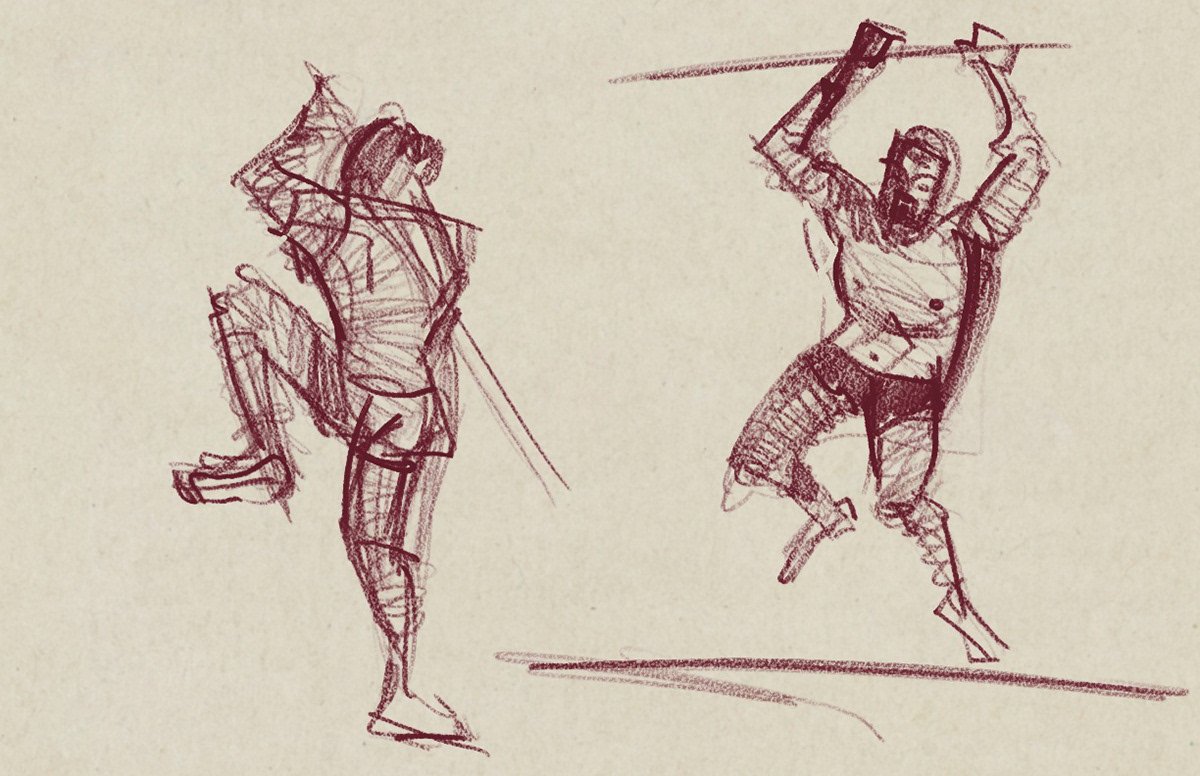 Portfolio artwork of nude gesture studies