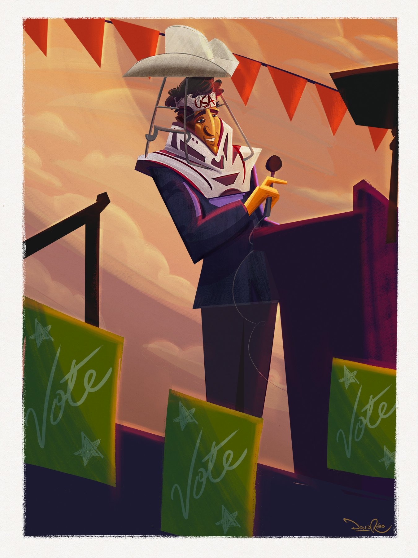 Portfolio Artwork of a politician on the campaign trail