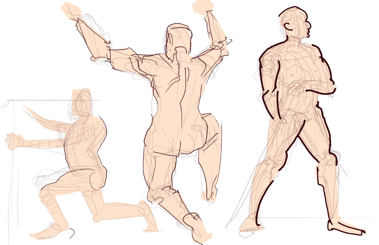 Portfolio artwork of nude gesture studies