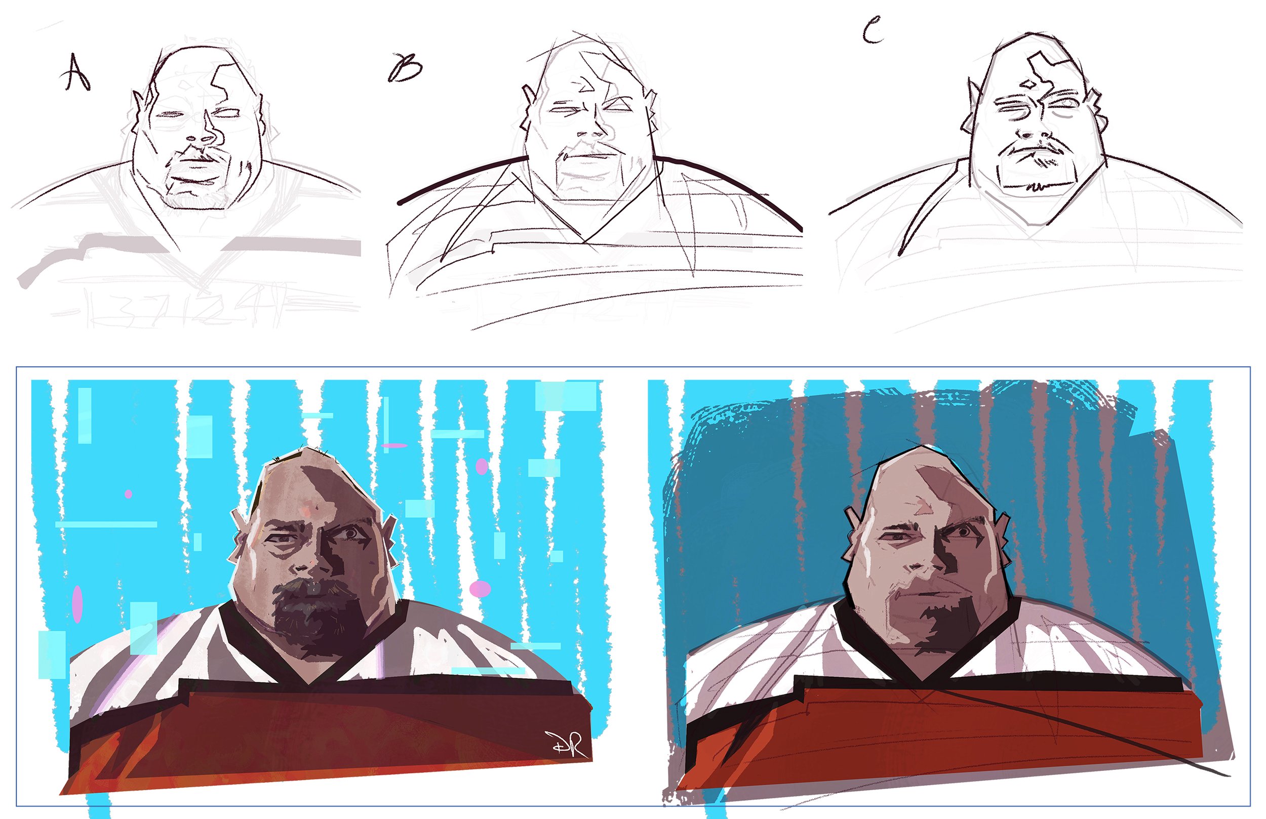 Portfolio process work of a man's intense, mad eyes