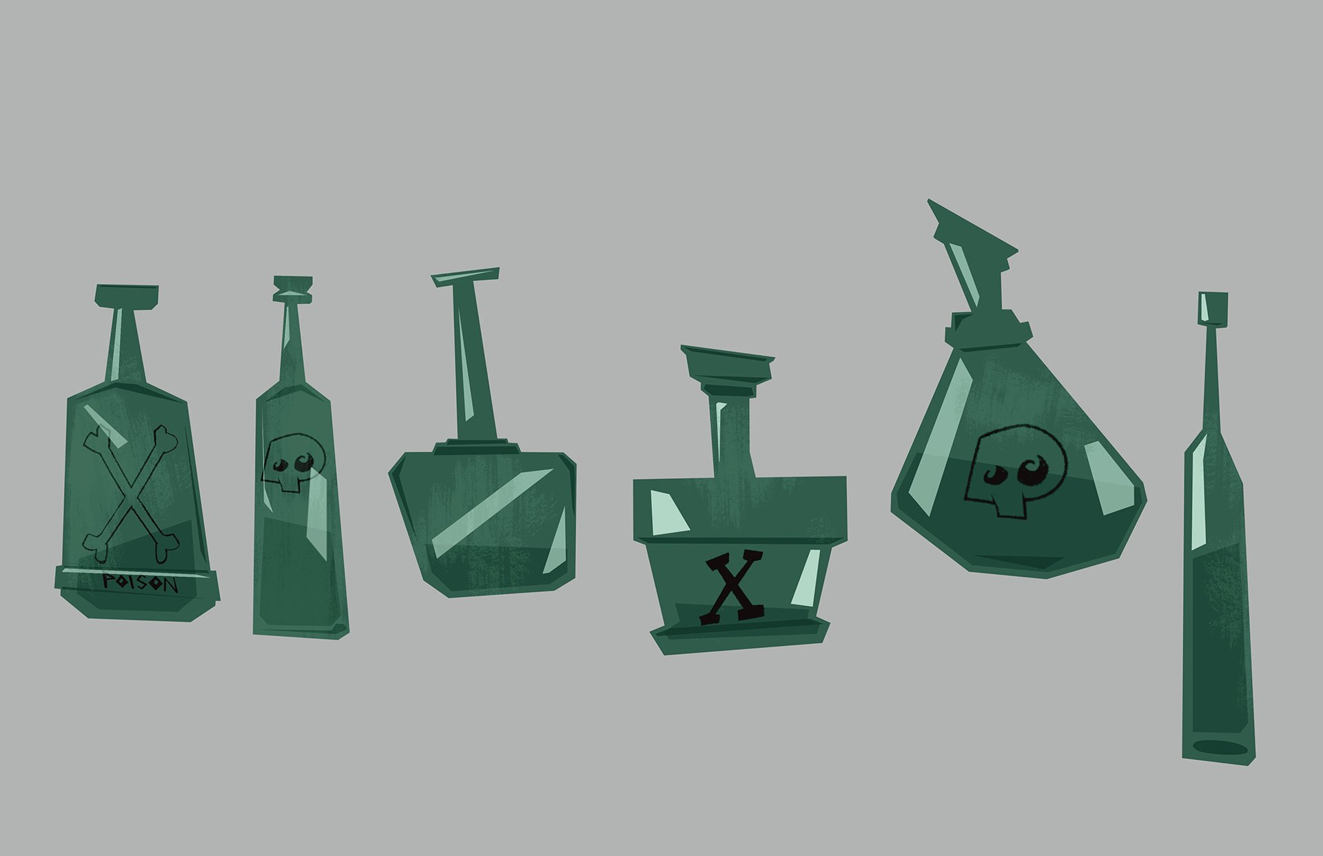 Portfolio artwork of bottle designs
