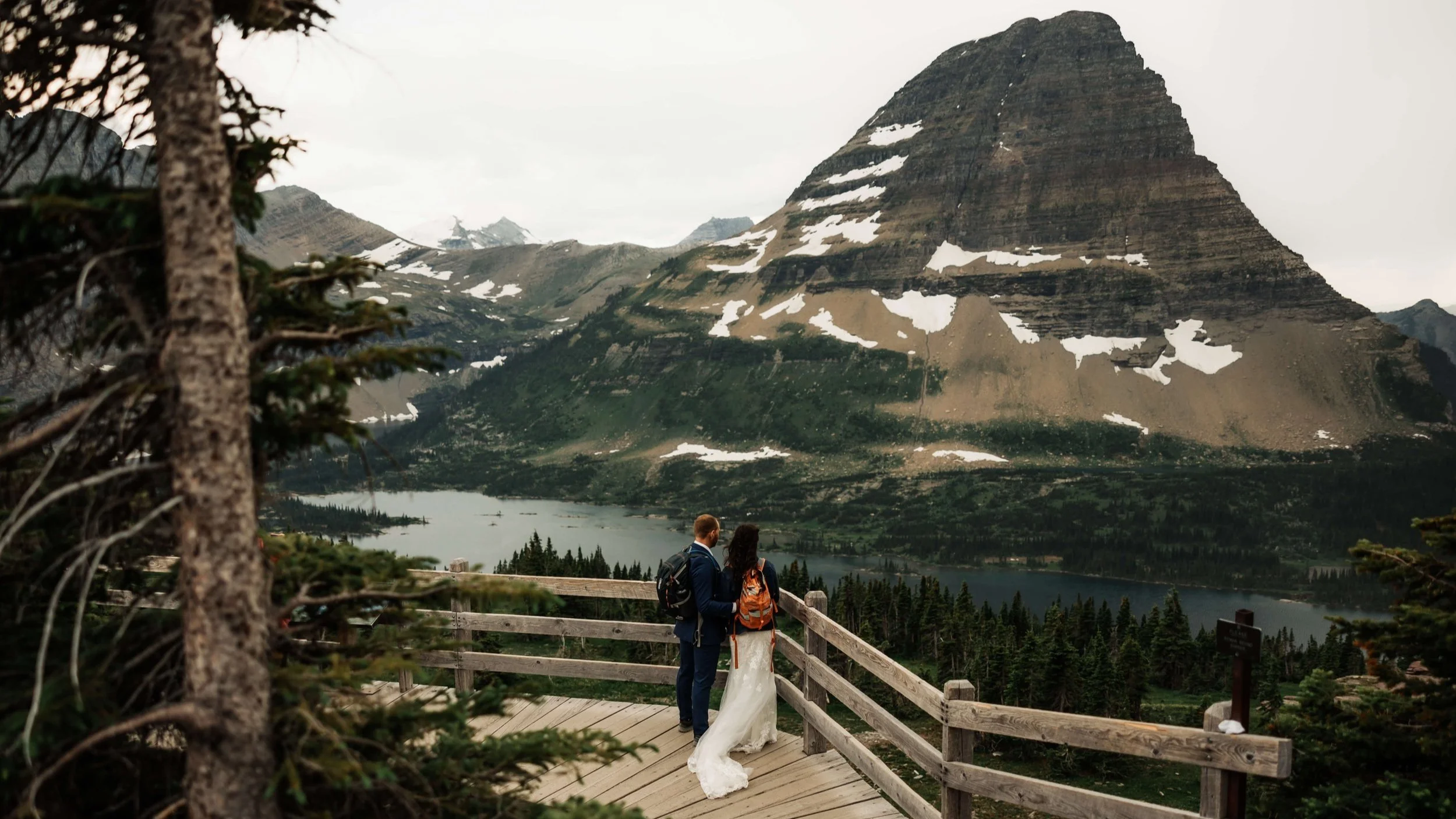 Logan Pass in Glacier National Park with alpine scenery