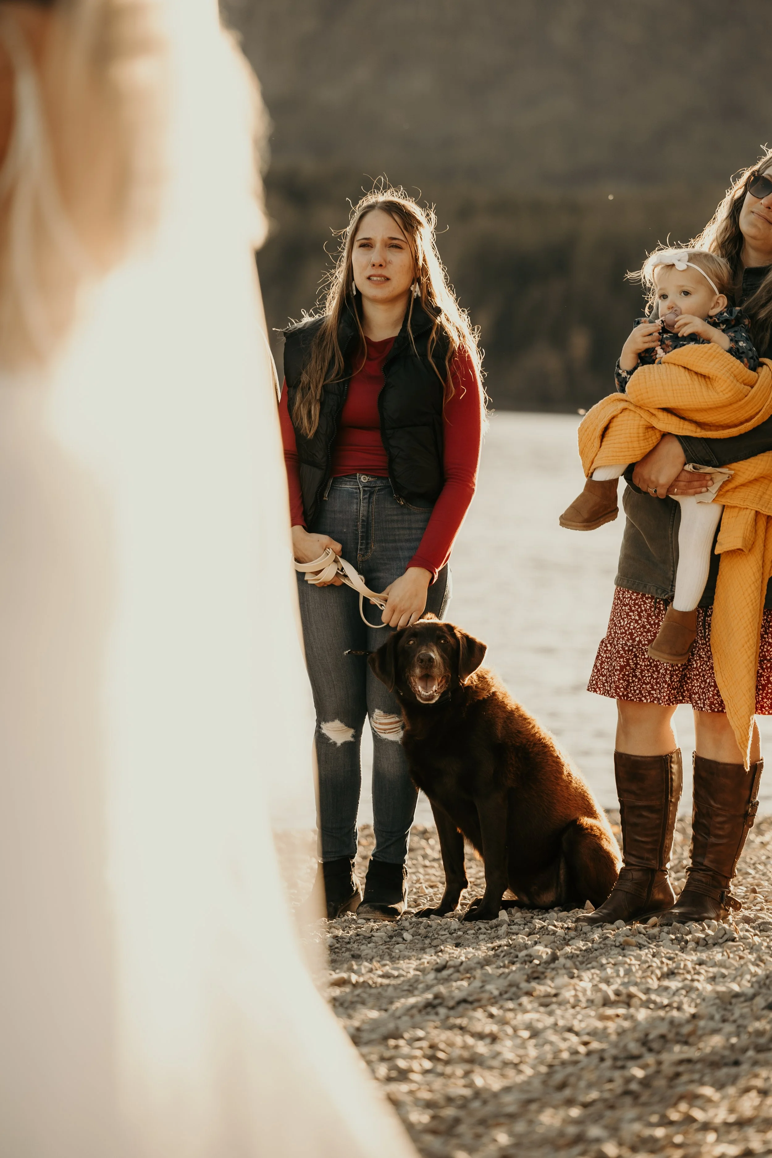 Dog included in a Fish Creek Glacier National Park elopement ceremony
